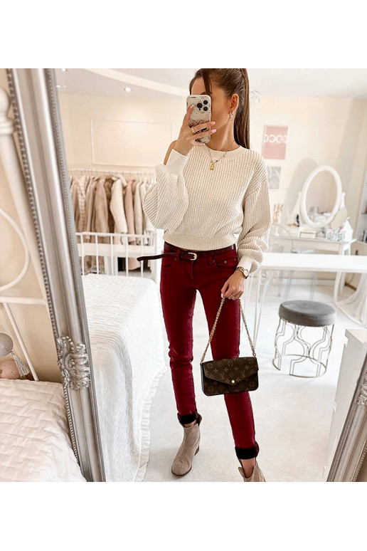 Punased elastsed püksid Rocheri vööga