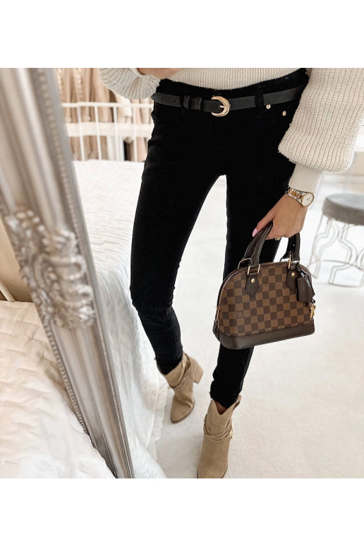 Mustast kangast püksid Sylvaini vööga