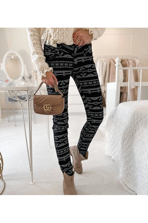 Musta mustriga kangast püksid Marcoux