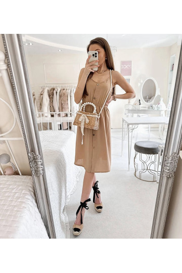 Beež õlapaelteta kleit Aubin