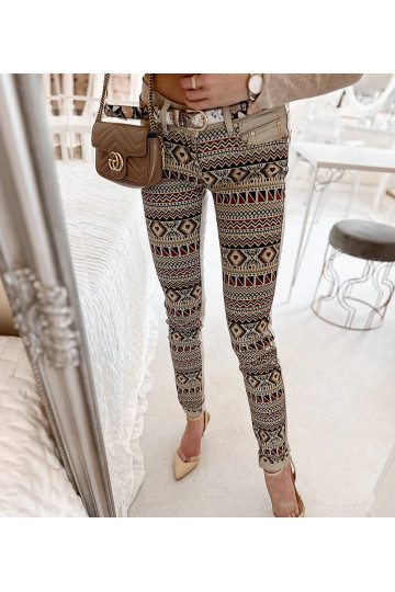 Beeži mustriga Lévesque püksid 2