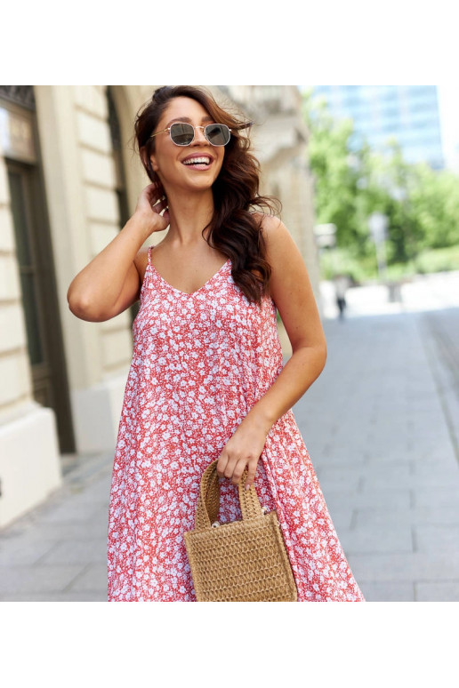 Oranž avar õlapaelteta kleit Lajla