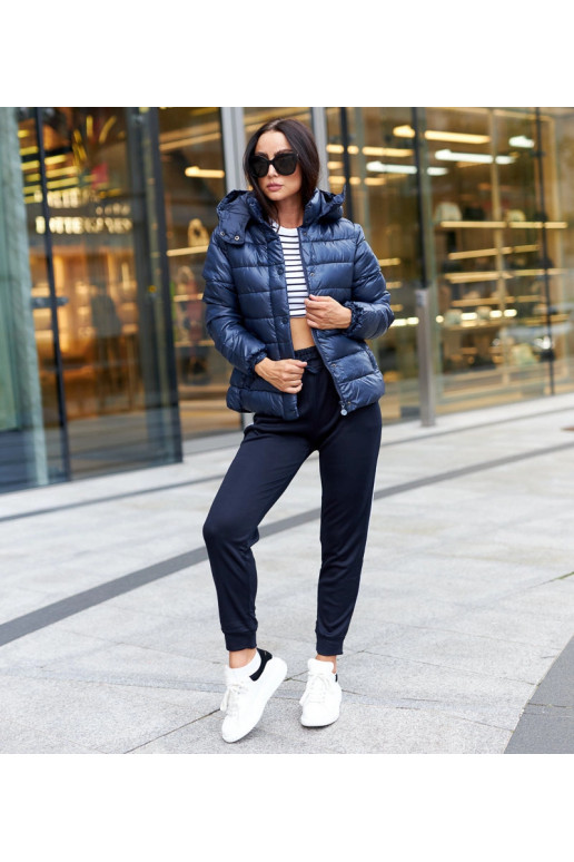 Berta tumesinine läikiv jope