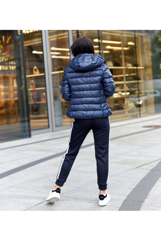 Berta tumesinine läikiv jope