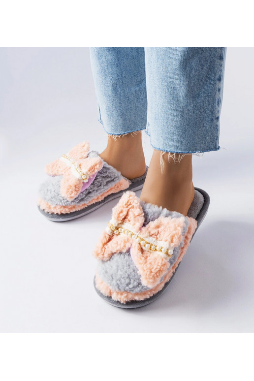 Hallid ja roosad vibuga sussid