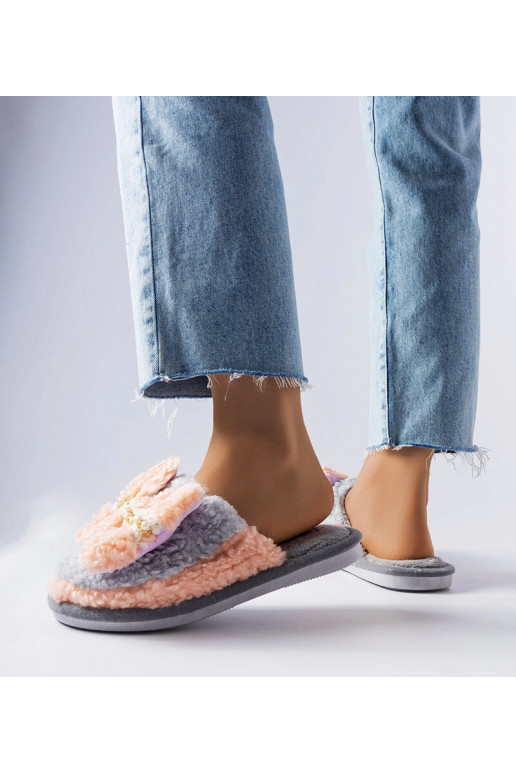 Hallid ja roosad vibuga sussid