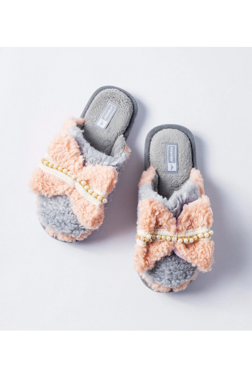 Hallid ja roosad vibuga sussid