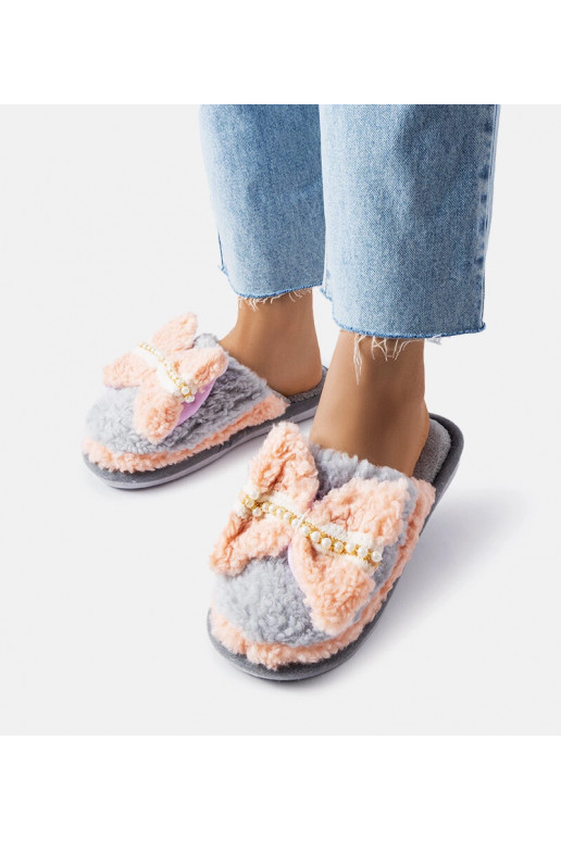 Hallid ja roosad vibuga sussid