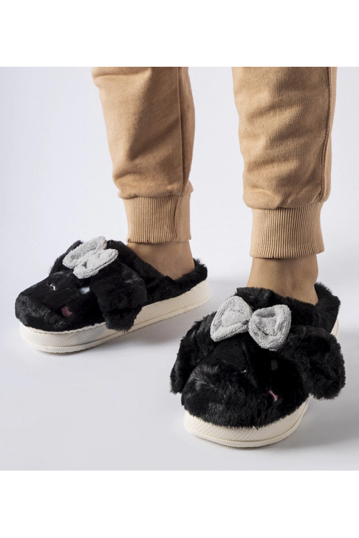 Mustad soojad sussid kõrvade ja vibuga Gilda