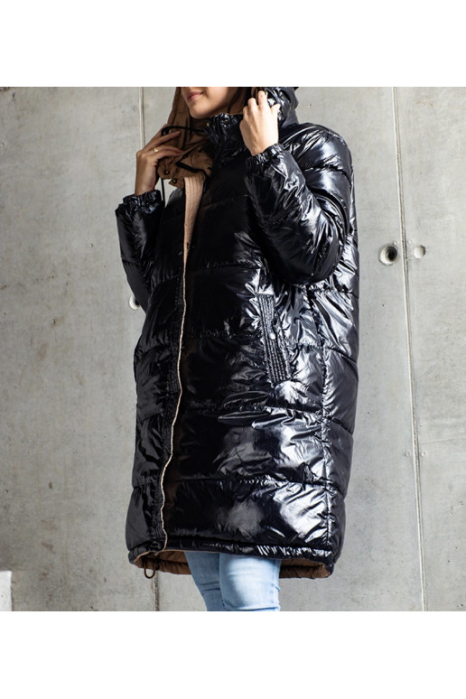 Must ja pruun pööratav pikk Cesario jope