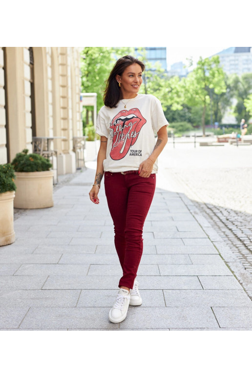 Punased riidest püksid Sylvaini vööga Punased riidest püksid Sylvaini vööga