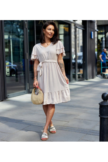 Beež midi kleit vööga Sagasa