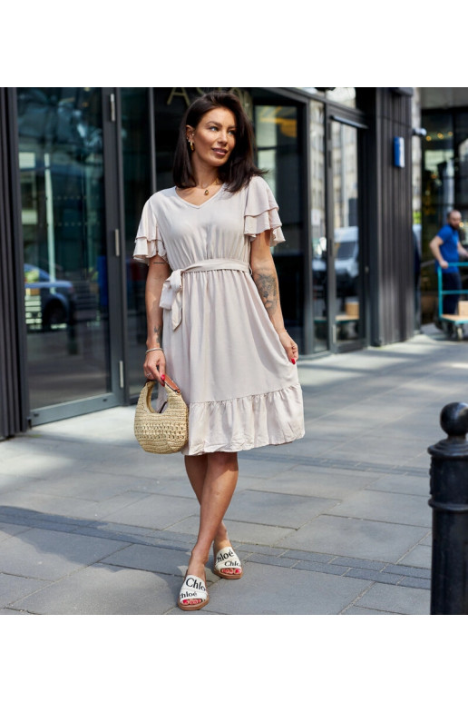 Beež midi kleit vööga Sagasa