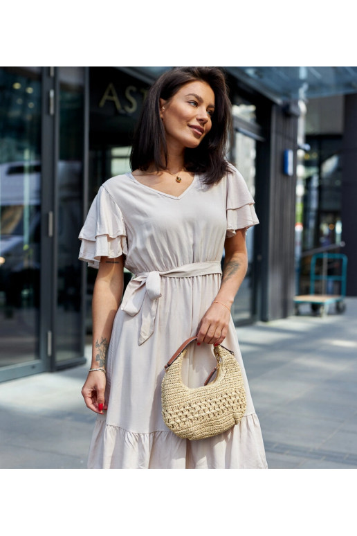 Beež midi kleit vööga Sagasa