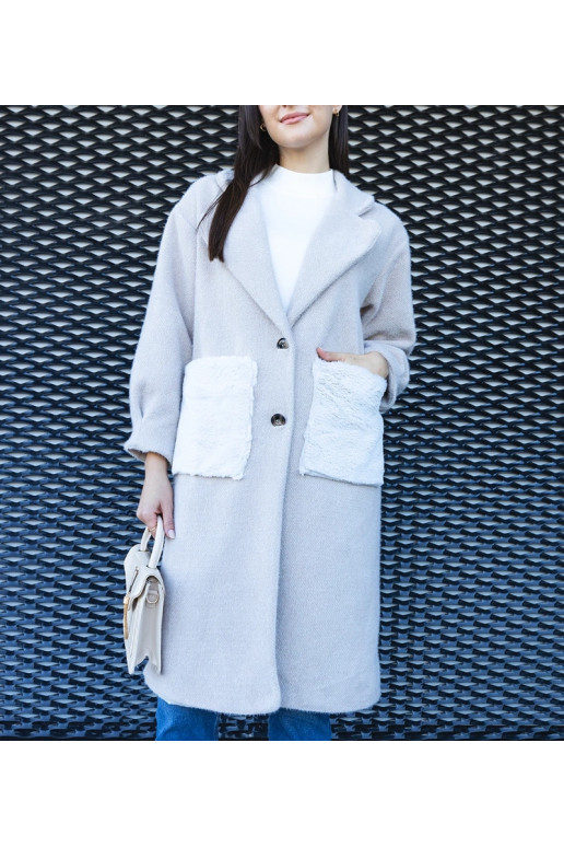 Pikk beež mantel plush taskutega Badra