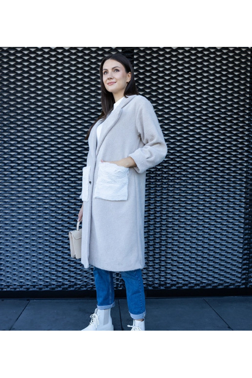 Pikk beež mantel plush taskutega Badra