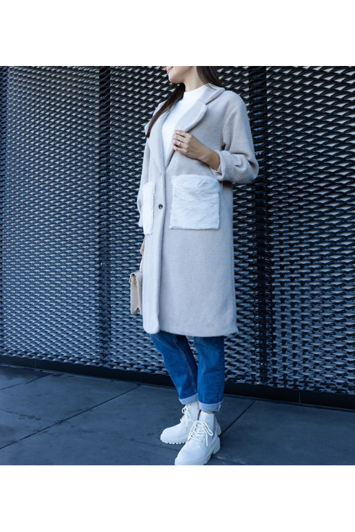 Pikk beež mantel plush taskutega Badra