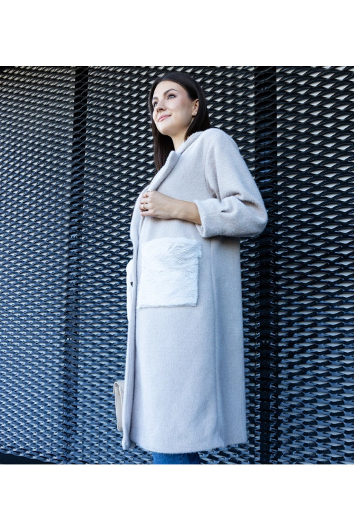 Pikk beež mantel plush taskutega Badra