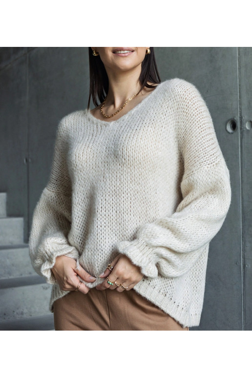 Beež V-kaelusega kampsun Gista