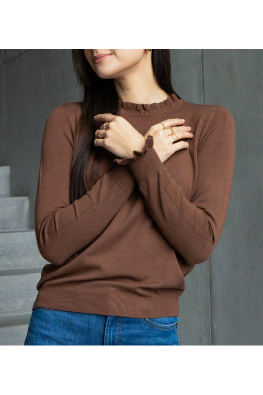 Pruun pehme kampsun, kaunistatud...