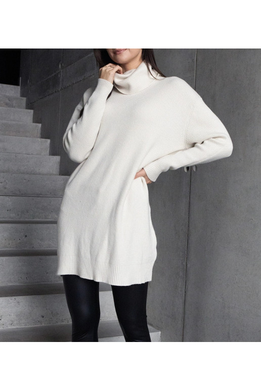 Pikk valge pehme kaelusega kampsun Kali Pikk valge pehme kaelusega kampsun Kali