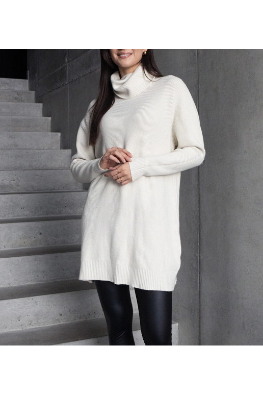 Pikk valge pehme kaelusega kampsun Kali Pikk valge pehme kaelusega kampsun Kali