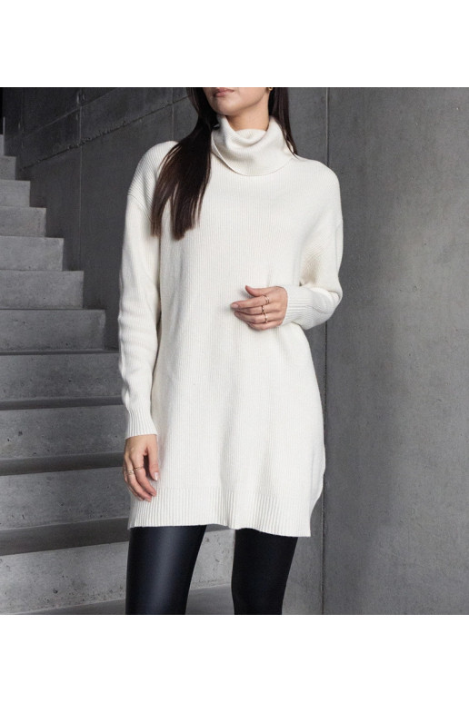 Pikk valge pehme kaelusega kampsun Kali Pikk valge pehme kaelusega kampsun Kali