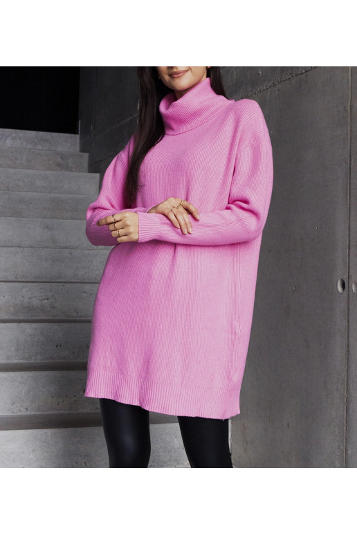 Pikk roosa pehme kaelusega kampsun Kali Pikk roosa pehme kaelusega kampsun Kali