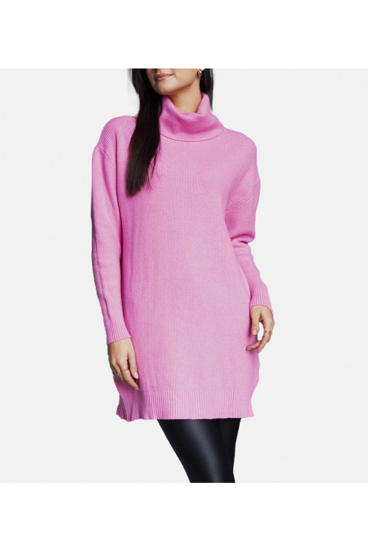 Pikk roosa pehme kaelusega kampsun Kali Pikk roosa pehme kaelusega kampsun Kali