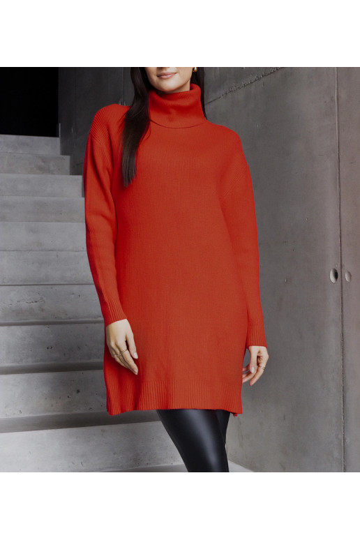 Pikk punane pehme kaelusega kampsun Kali Pikk punane pehme kaelusega kampsun Kali