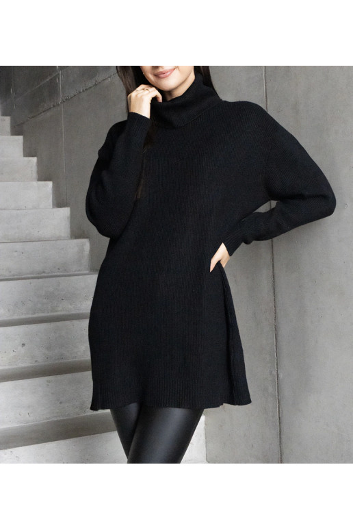 Pikk must pehme kaelusega kampsun Kali Pikk must pehme kaelusega kampsun Kali