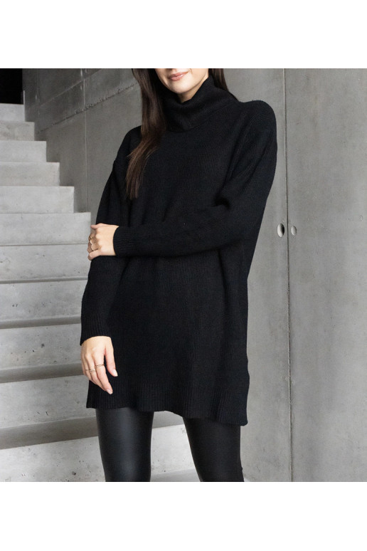 Pikk must pehme kaelusega kampsun Kali Pikk must pehme kaelusega kampsun Kali