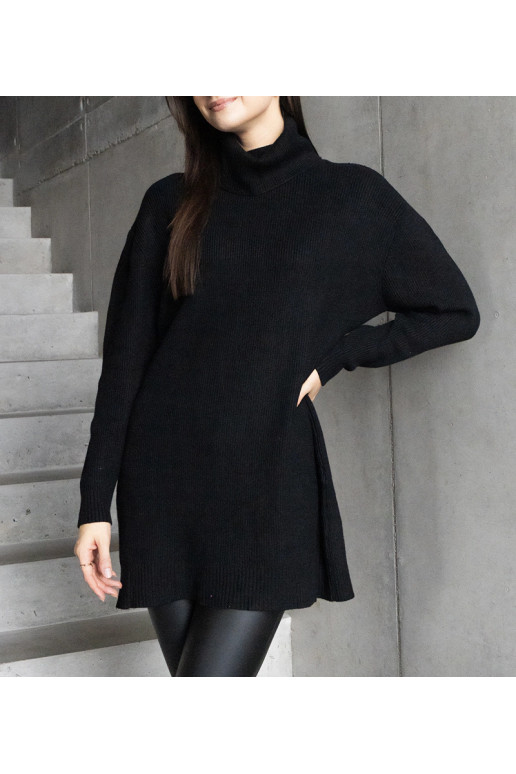 Pikk must pehme kaelusega kampsun Kali Pikk must pehme kaelusega kampsun Kali