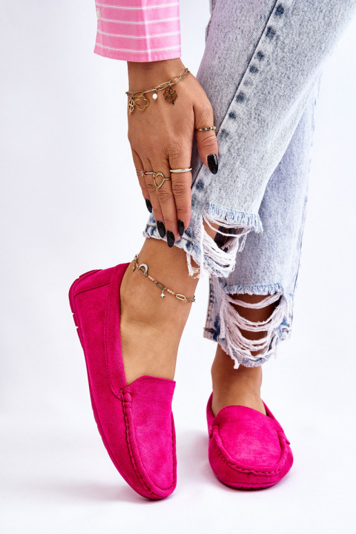 Seemisnahast mokassiinid  tumeroosad värvi Morreno