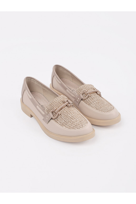 Elevandiluu värvi mokassiinid ze skórzaną wkładką