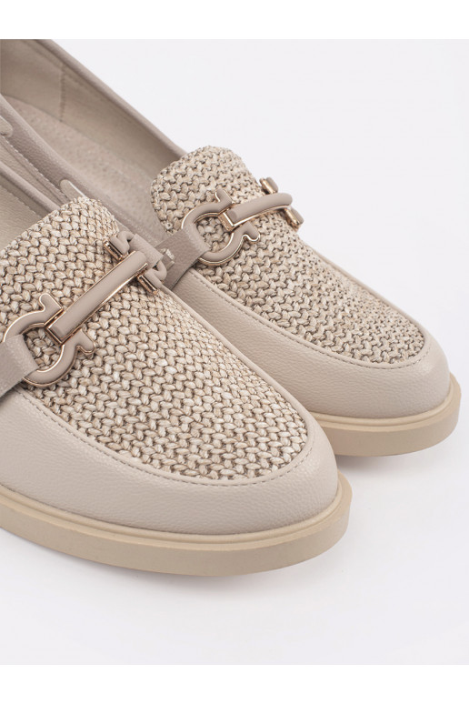 Elevandiluu värvi mokassiinid ze skórzaną wkładką