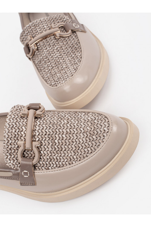 beeži värvi mokassiinid ze skórzaną wkładką