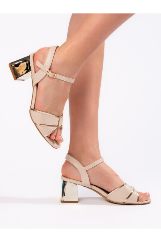 sandaalid kõrge kontsaga valge värv-