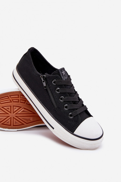 Laste jalanõud madalad tennised nööritavad Must Margo Laste jalanõud madalad tennised nööritavad Must Margo