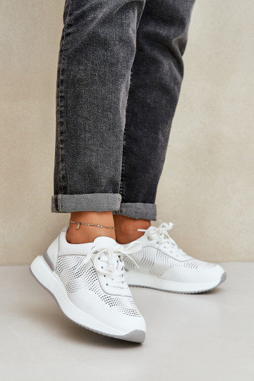 Nahast spordijalatsid Sneakers mudel naistele S.Barski LR51-551 valge