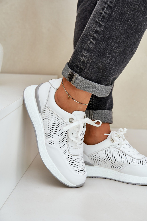 Nahast spordijalatsid Sneakers mudel naistele S.Barski LR51-551 valge