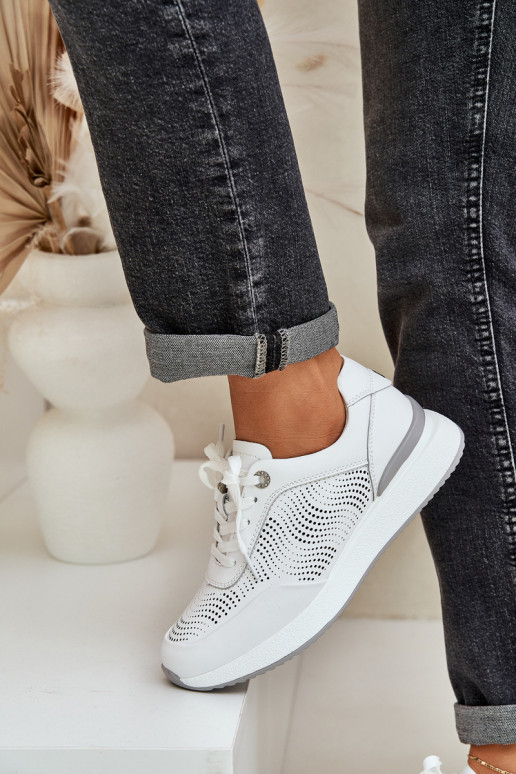 Nahast spordijalatsid Sneakers mudel naistele S.Barski LR51-551 valge