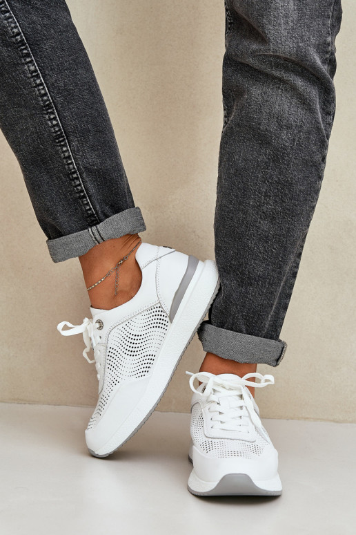 Nahast spordijalatsid Sneakers mudel naistele S.Barski LR51-551 valge