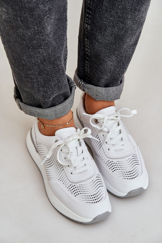 Nahast spordijalatsid Sneakers mudel naistele S.Barski LR51-551 valge
