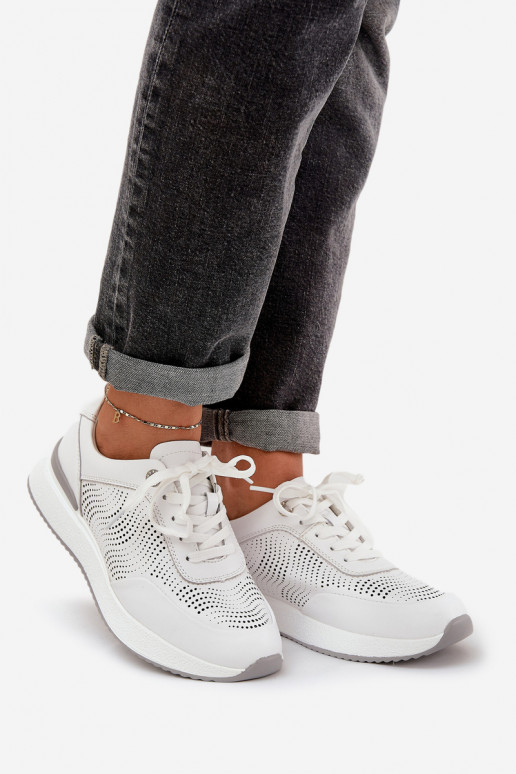 Nahast spordijalatsid Sneakers mudel naistele S.Barski LR51-551 valge