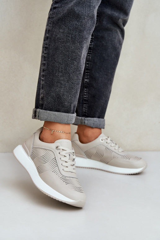 Nahast spordijalatsid Sneakers mudel naistele S.Barski LR51-551 beež