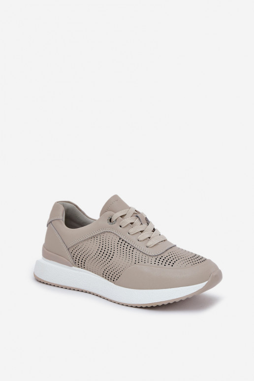 Nahast spordijalatsid Sneakers mudel naistele S.Barski LR51-551 beež