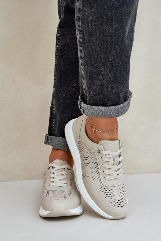Nahast spordijalatsid Sneakers mudel naistele S.Barski LR51-551 beež