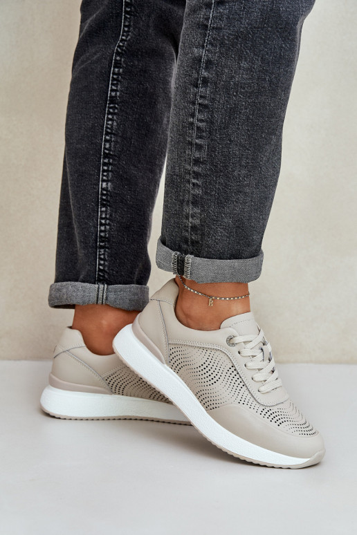 Nahast spordijalatsid Sneakers mudel naistele S.Barski LR51-551 beež