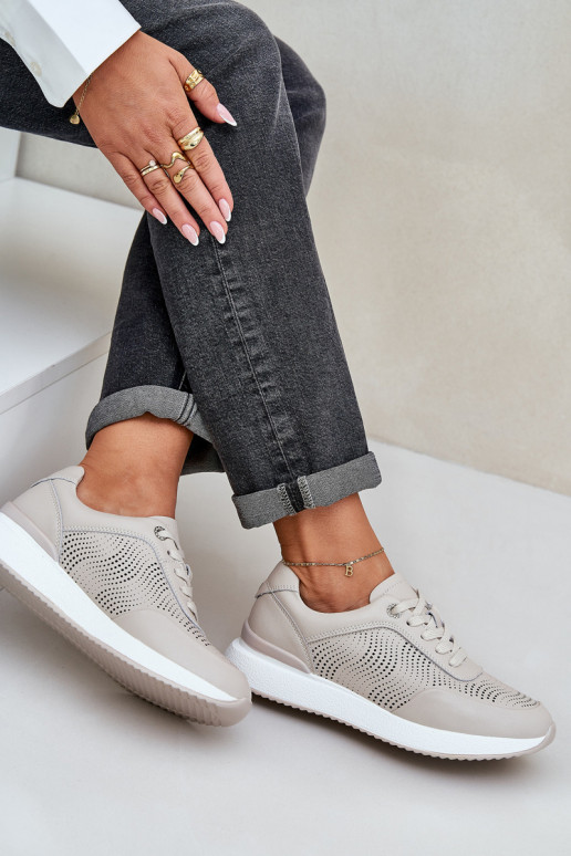 Nahast spordijalatsid Sneakers mudel naistele S.Barski LR51-551 beež